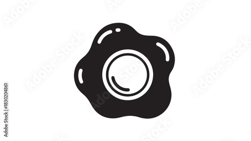 Fried egg icon simple flat vector glyph isolated on white background for menu design and breakfast concepts