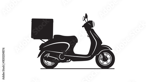 Black and white delivery scooter vector illustration a simple isolated design for food delivery transportation or logistics services