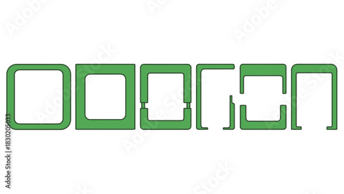 Conceptual green square frames demonstrating structure and construction phases