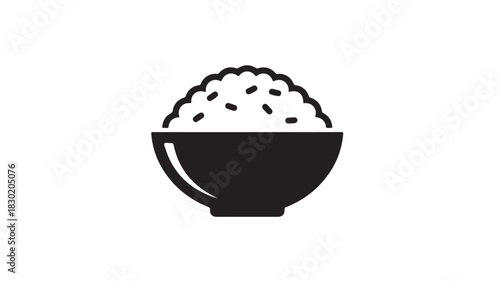 Bowl of rice icon simple glyph vector illustration isolated on white background for menu design and food apps