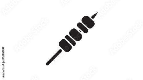Black silhouette of a kebab skewer simple vector illustration for food-related designs isolated on white background