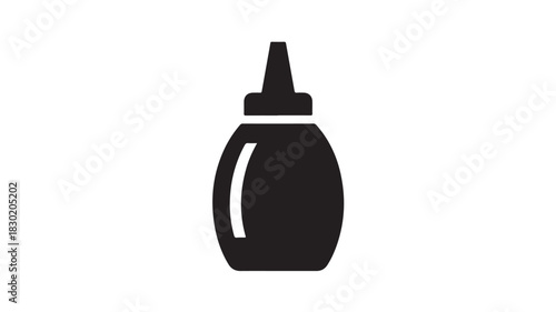 Black and white sauce bottle icon simple flat vector design isolated on white background