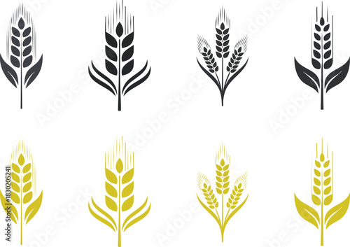 Minimal black wheat plant illustration symbolizing agriculture growth harvest purity and natural organic production simplicity