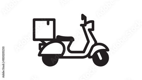 Delivery scooter icon vector illustration of a moped with a box isolated on white background for app or web design