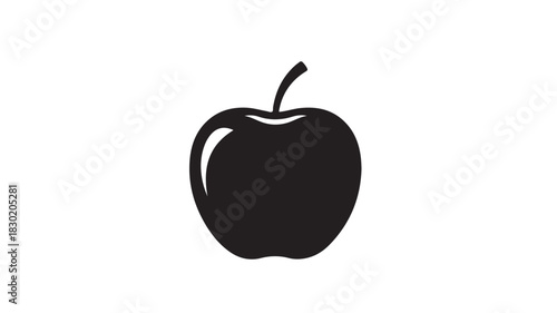 Apple icon in simple black silhouette flat vector illustration for healthy food and education concepts isolated on white background