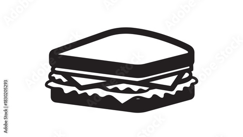Sandwich icon simple black and white vector illustration isolated on white background