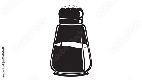 Salt shaker illustration simple black and white vector graphic isolated on white background for culinary design