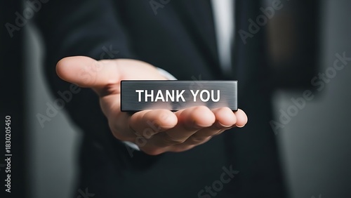 Gratitude Gesture Hand Offering a Thank You Message of Appreciation and Recognition