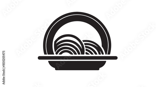 Spaghetti icon on a plate simple flat vector design isolated on white background for restaurant menu or food app