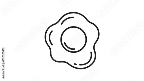 Fried egg icon simple line art illustration perfect for breakfast menus and food-related designs