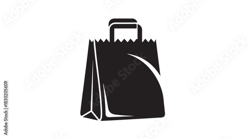 Black shopping bag icon simple flat vector illustration for online store isolated on white background