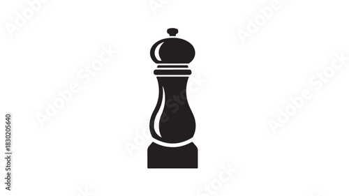 Black and white pepper grinder vector icon minimalist flat design isolated on white background
