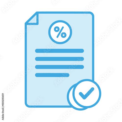 Vector illustration of document with percentage and check mark