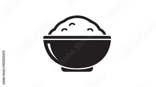 Bowl of rice icon simple flat vector illustration isolated on white background for menu design and food-related projects