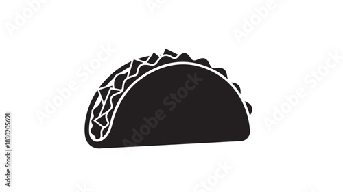 Taco silhouette icon simple black vector illustration isolated on white background for menu design