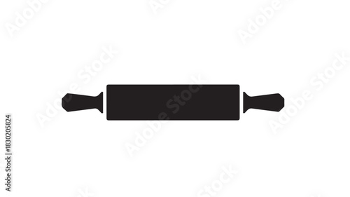 Rolling pin icon simple black glyph vector illustration isolated on white background for culinary design and baking concepts