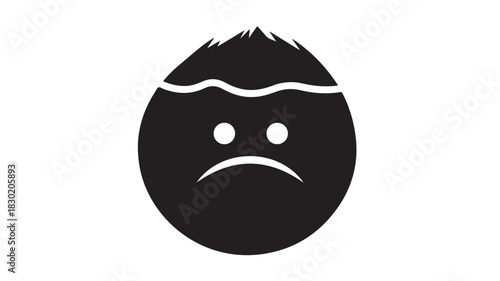 Sad coconut icon simple flat vector design isolated on white background for app and web design
