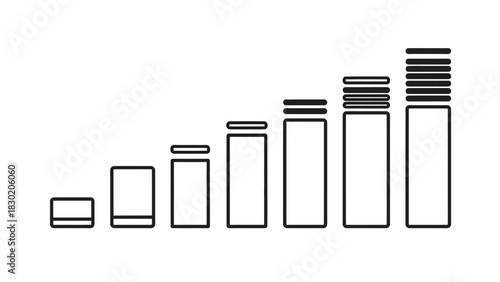 Growing signal strength bars illustration depicting improvement and progress vector line design