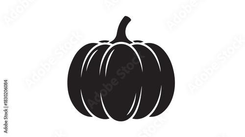 Black pumpkin silhouette simple vector illustration isolated on white background for autumn and Halloween designs