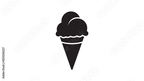 Ice cream cone icon simple flat vector illustration isolated on white background for menu design and summer concepts
