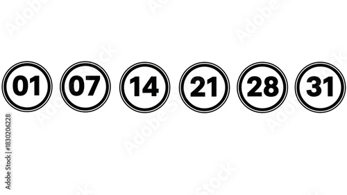 Lucky lottery numbers graphic illustration featuring circled number icons in a row isolated