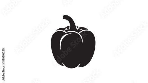 Black bell pepper silhouette simple vector illustration of a vegetable isolated on white background