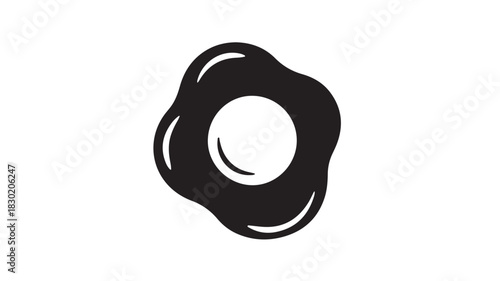 Simple fried egg icon black and white vector illustration isolated on white background