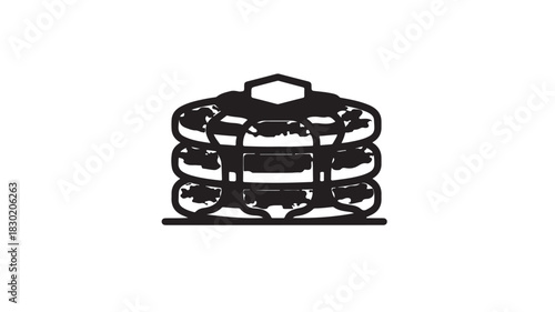 Pancakes stack vector icon simple flat glyph design isolated on white background for menu or app