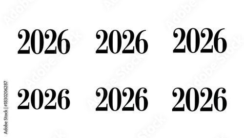 Minimalist year 2026 design featuring repeating typography for future planning purposes