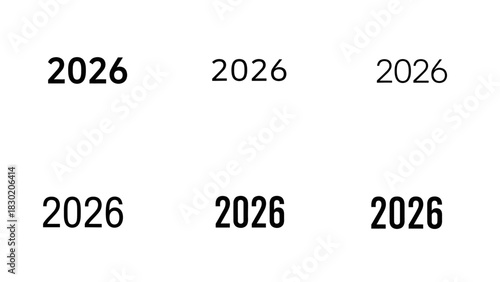 Repetition of the Year 2026 on a White Background for Future Event Planning and Design Purposes