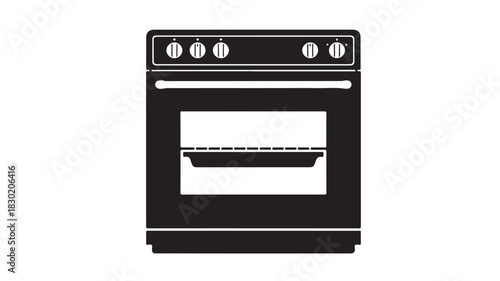 Black oven vector icon simple flat design illustration isolated on white background