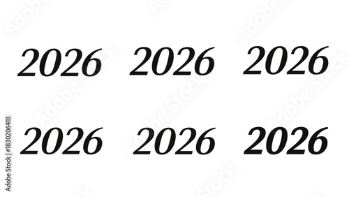 Repetitive display of the year 2026 with a simple elegant font for creative projects