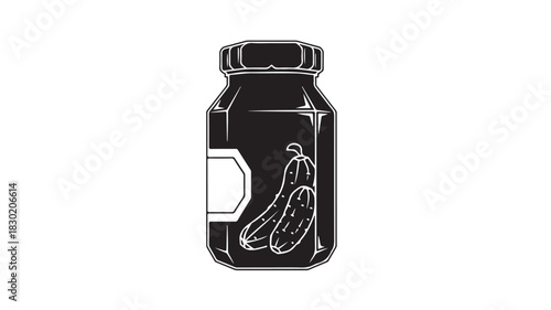 Pickled cucumbers in a jar vector illustration simple monochrome icon for food preservation concepts