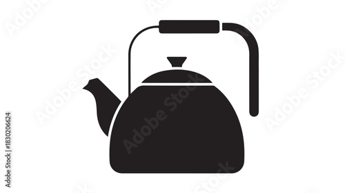Black kettle illustration simple vector design isolated on white background