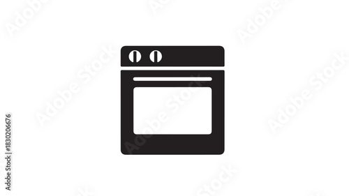 Black oven icon simple flat vector illustration for cooking isolated on white background