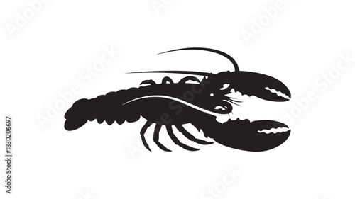 Lobster silhouette vector illustration of a crustacean isolated on white background