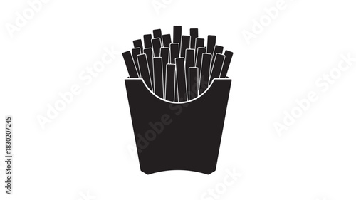 French fries icon simple black glyph vector illustration isolated on white background for fast food menu design
