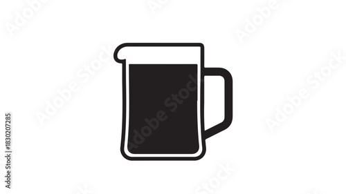 Black and white vector icon of a pitcher simple flat design element isolated on white background