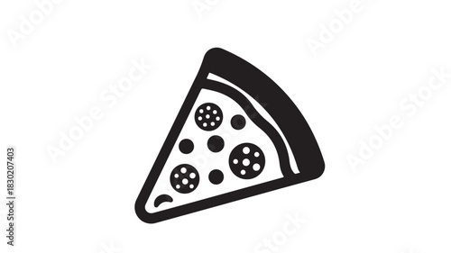 Pizza slice icon simple black and white vector illustration isolated on a white background