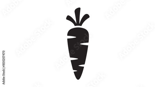 Simple carrot icon vector illustration in black and white isolated on a clean background