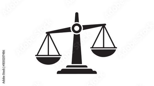 Scales of justice icon simple black glyph symbol law and legal concept isolated on white background