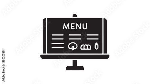 Black menu board icon simple glyph vector illustration for restaurant or cafe isolated on white background