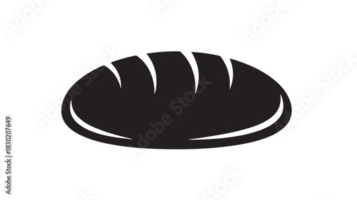 Simple black bread vector icon bakery product illustration isolated on white background