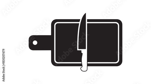 Cutting board with knife icon simple flat vector illustration for culinary design isolated on white background