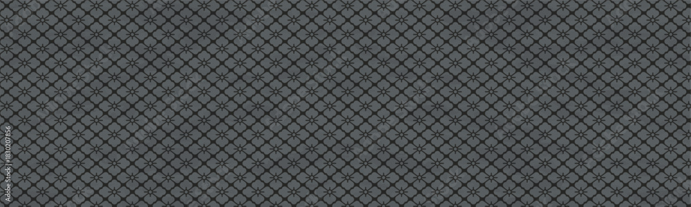 Fototapeta premium 黒色の和柄模様（花菱）のバナー背景ベクターイラスト
