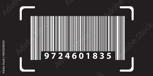 Simple barcode icon, barcode scratched vector illustration , barcode icon for selling, shopping etc. Black background. EPS 10.