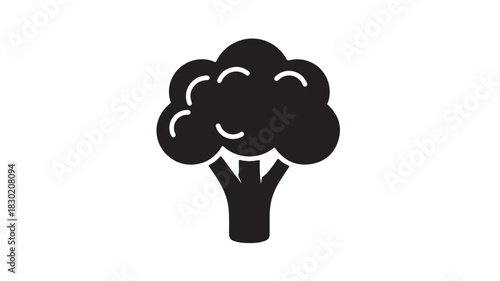 Broccoli icon simple flat vector glyph isolated on white background for app design and infographics