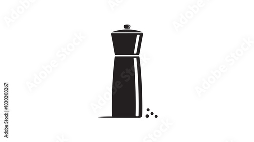 Black pepper grinder illustration simple flat vector icon isolated on white background for culinary design