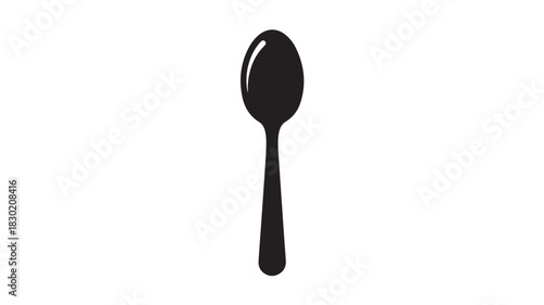 Black spoon silhouette simple flat vector illustration isolated on white background for food and beverage design