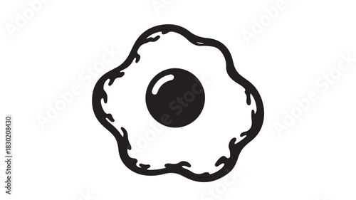 Fried egg illustration simple black and white vector drawing isolated on white background